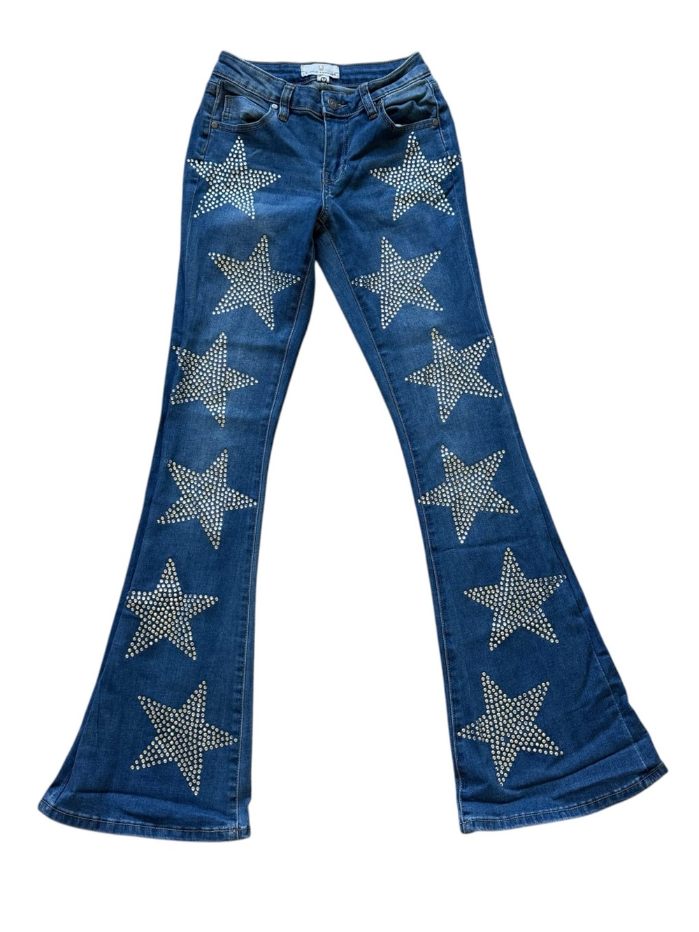 Austin Landing Rhinestone Star Flare Jeans Y2K Cowgirl McBling Western Size 0/24